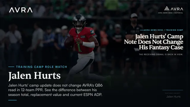 Jalen Hurts, QB, PHI, featured in Jalen Hurts' Camp Note Does Not Change His Fantasy Case